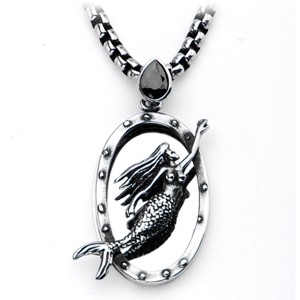 Steel Oval Mermaid Pendant by INOX - SSP0062
